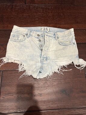 We The Free Light Wash Distressed Denim Cutoff Shorts